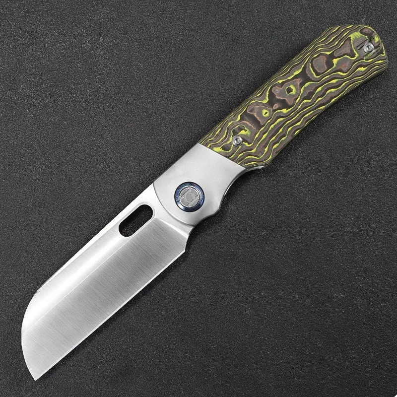 Bolster Sheepfoot Excalibur XL--Bright Yellow & Copper Foil Carbon with Satin Blade, Delivered in Feb 2027
