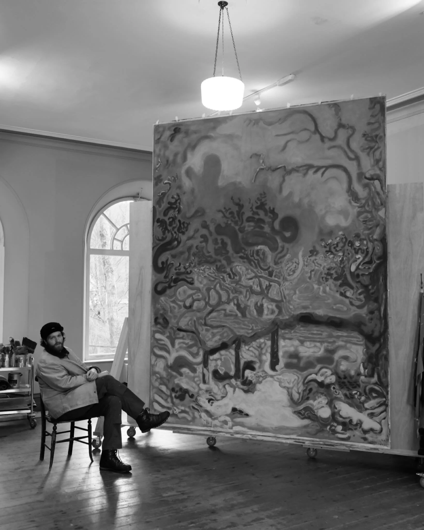 Another milestone in the Baronial Hall murals for The Birnam Hotel. And another black &amp; white teaser until this painting has it&rsquo;s turn on the wall next winter.

I had the pleasure of painting this winter landscape in my studio in Braemar. I