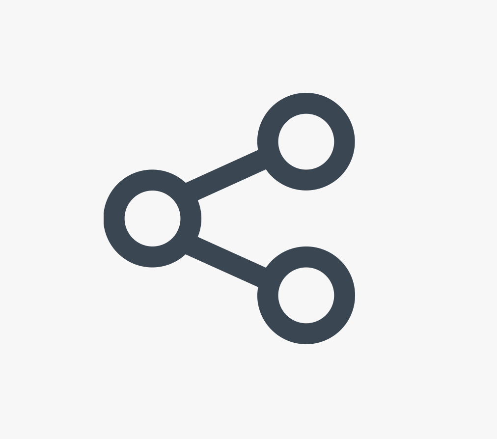 Share icon with three interconnected circles and two connecting lines