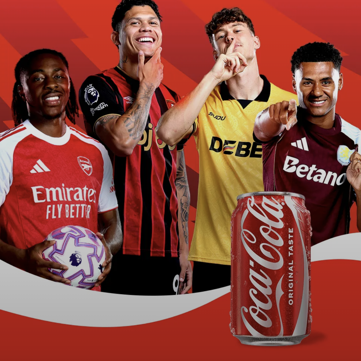 Win 1 of 13,000 prizes (Premier League tickets, Puma balls, Coca‑Cola Jerseys)