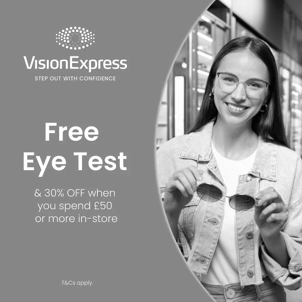 Free Eye Test with Vision Express and 30% off