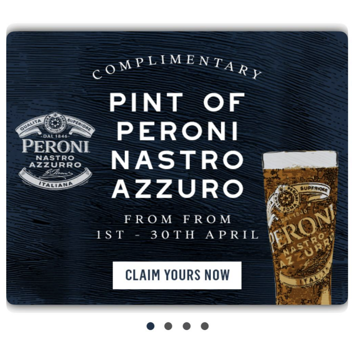 Free pint of Peroni at Nicholson’s Pubs