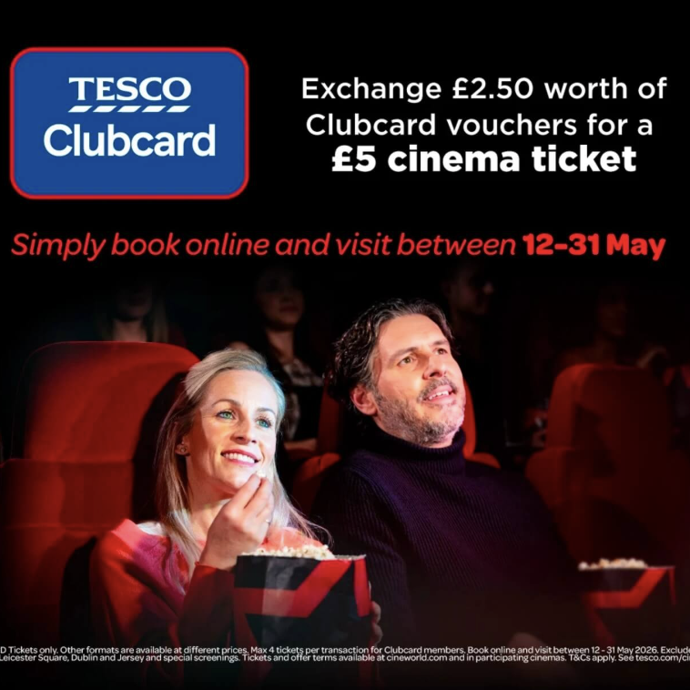 Get Cineworld tickets for £2.50 using Tesco Clubcard points