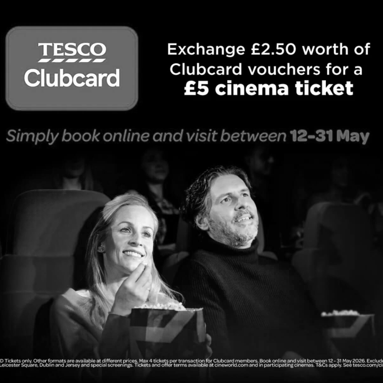 Get Cineworld tickets for £2.50 using Tesco Clubcard points