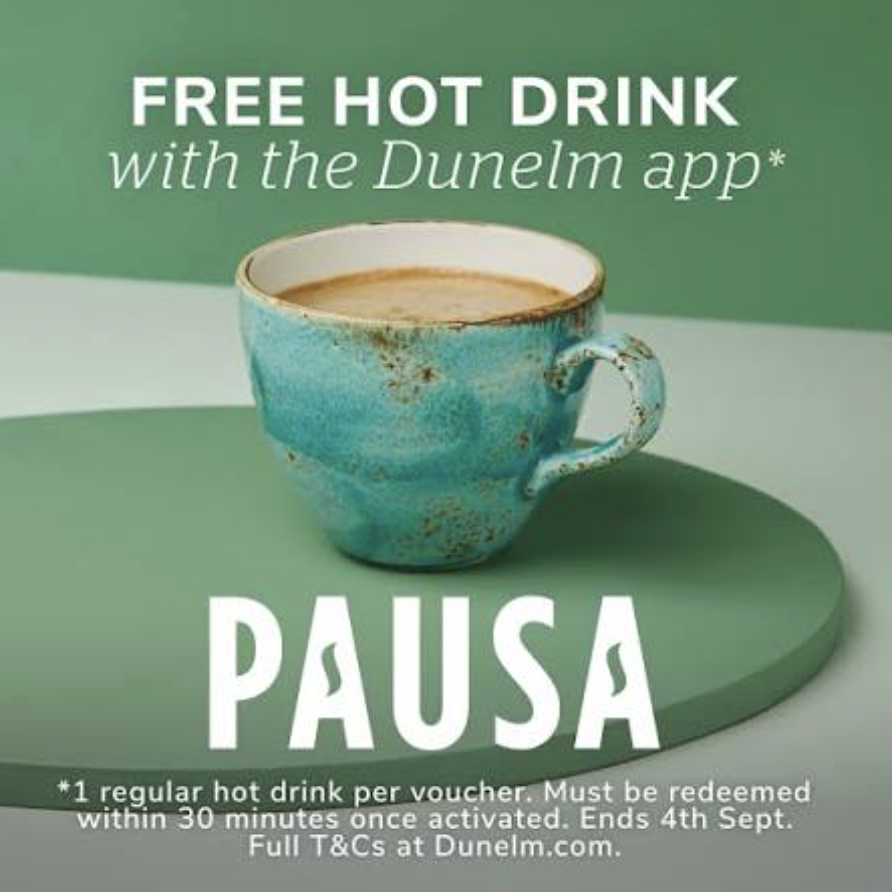 Get a FREE hot drink with the Dunelm app