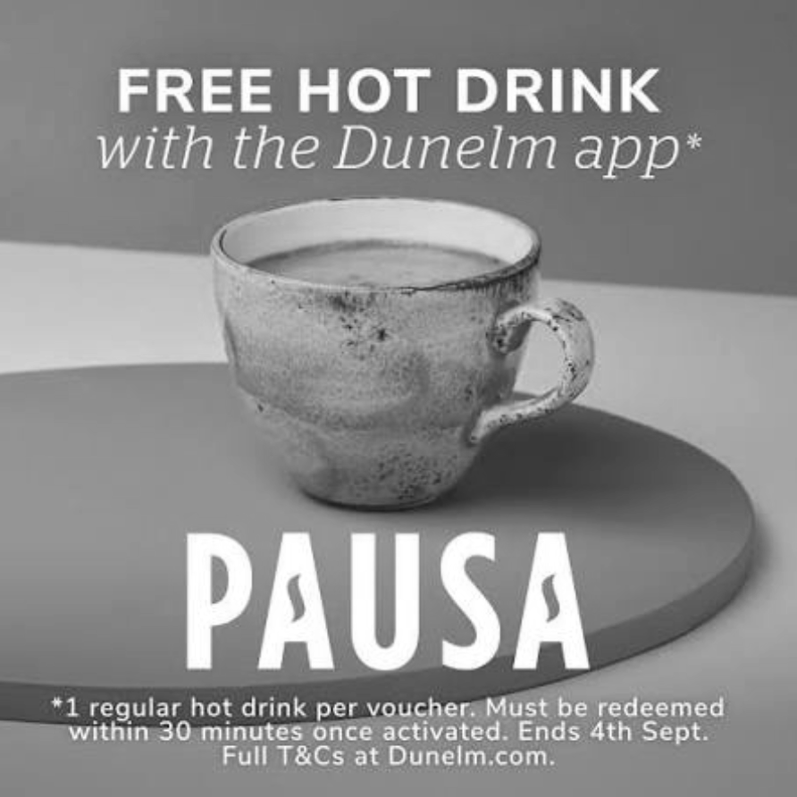 Get a FREE hot drink with the Dunelm app