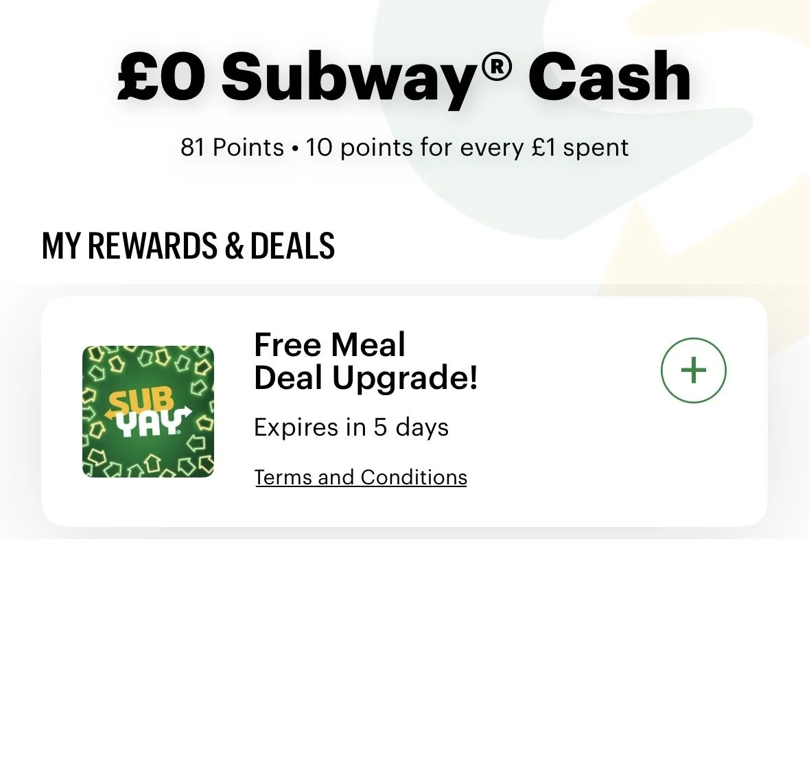 free Subway meal upgrade