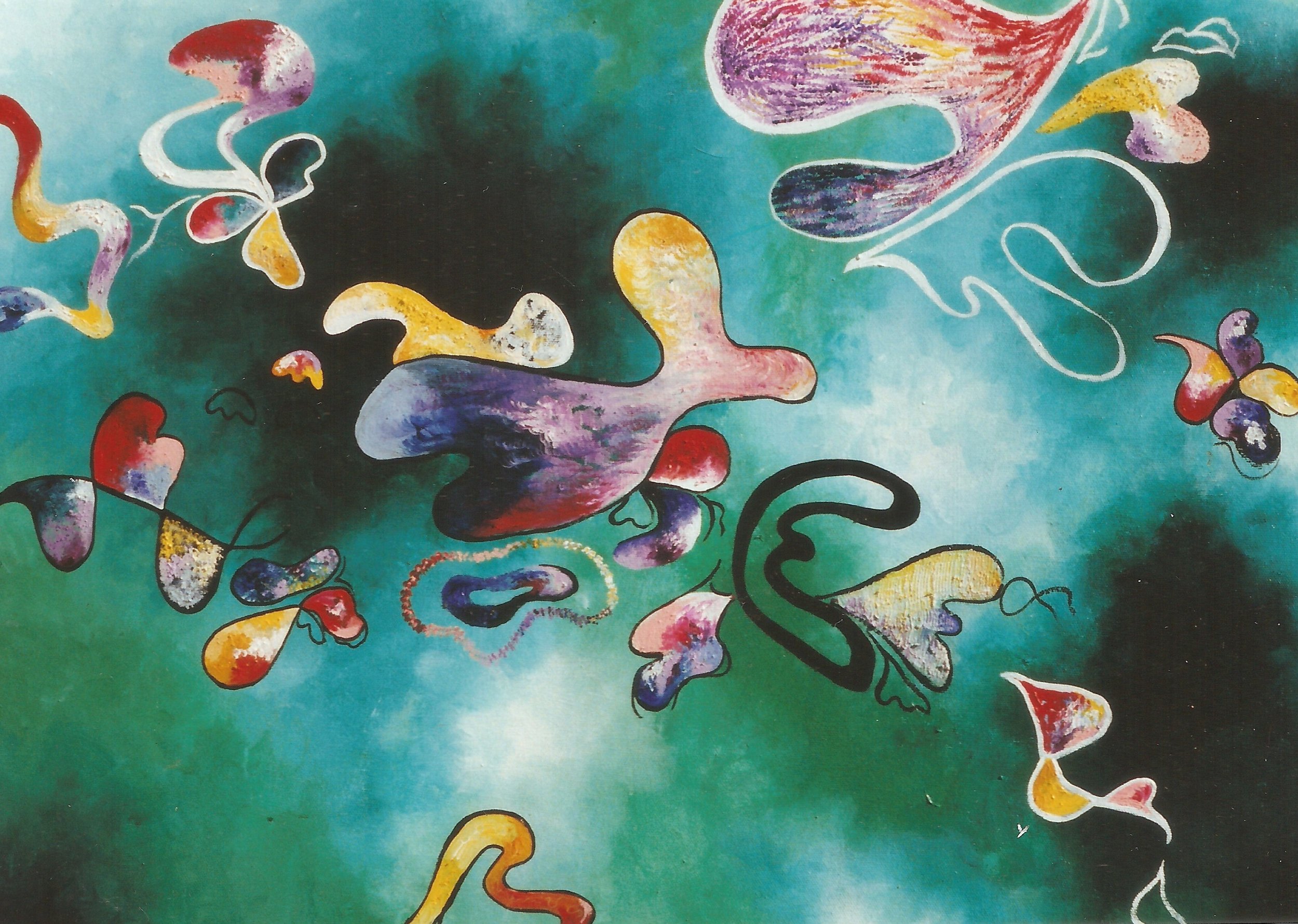 Branche en couleurs. Acrylique sur toile. 92 x 73