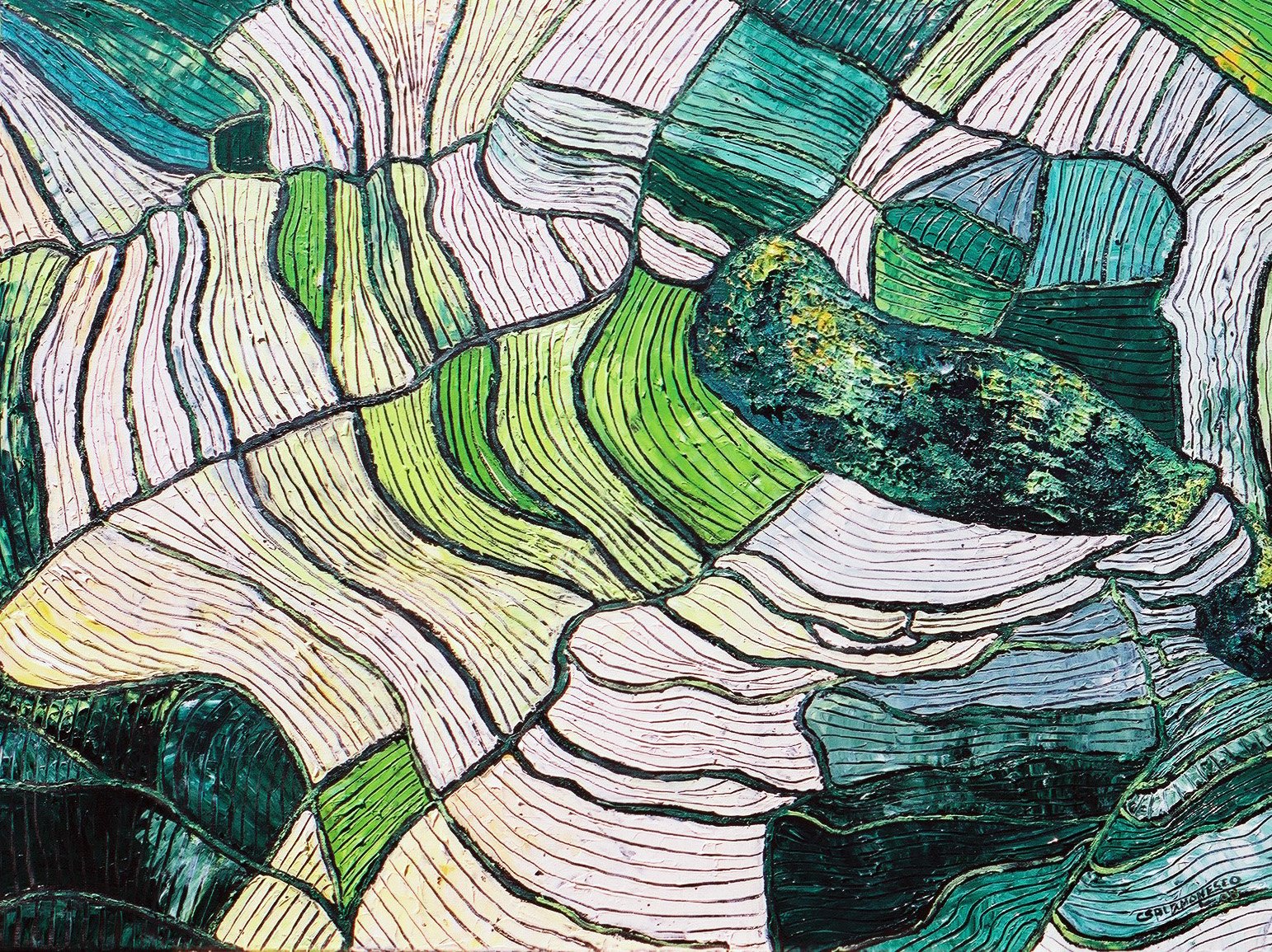 Rizières. 81 x 65