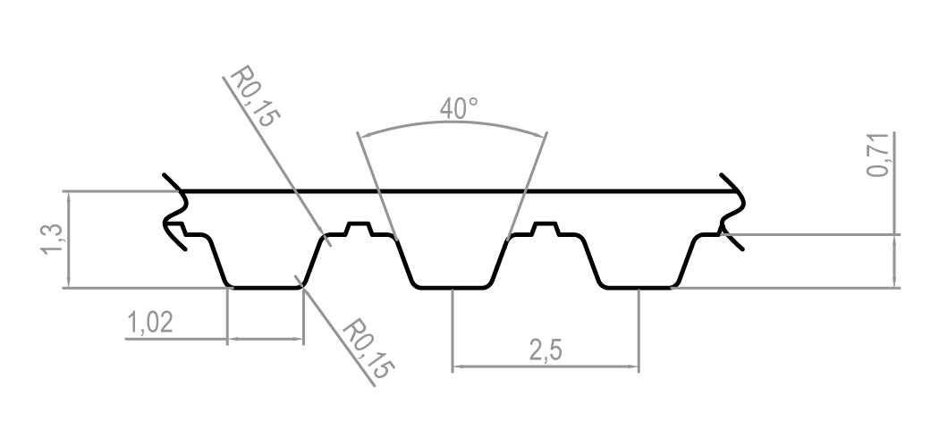 Technical drawing showing dimensions and angles, including 40°, R0.15 radii, and various measurements in centimeters.