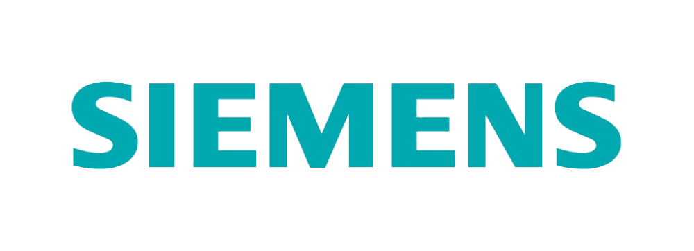 The Siemens logo is displayed in blue and green text on a black background.