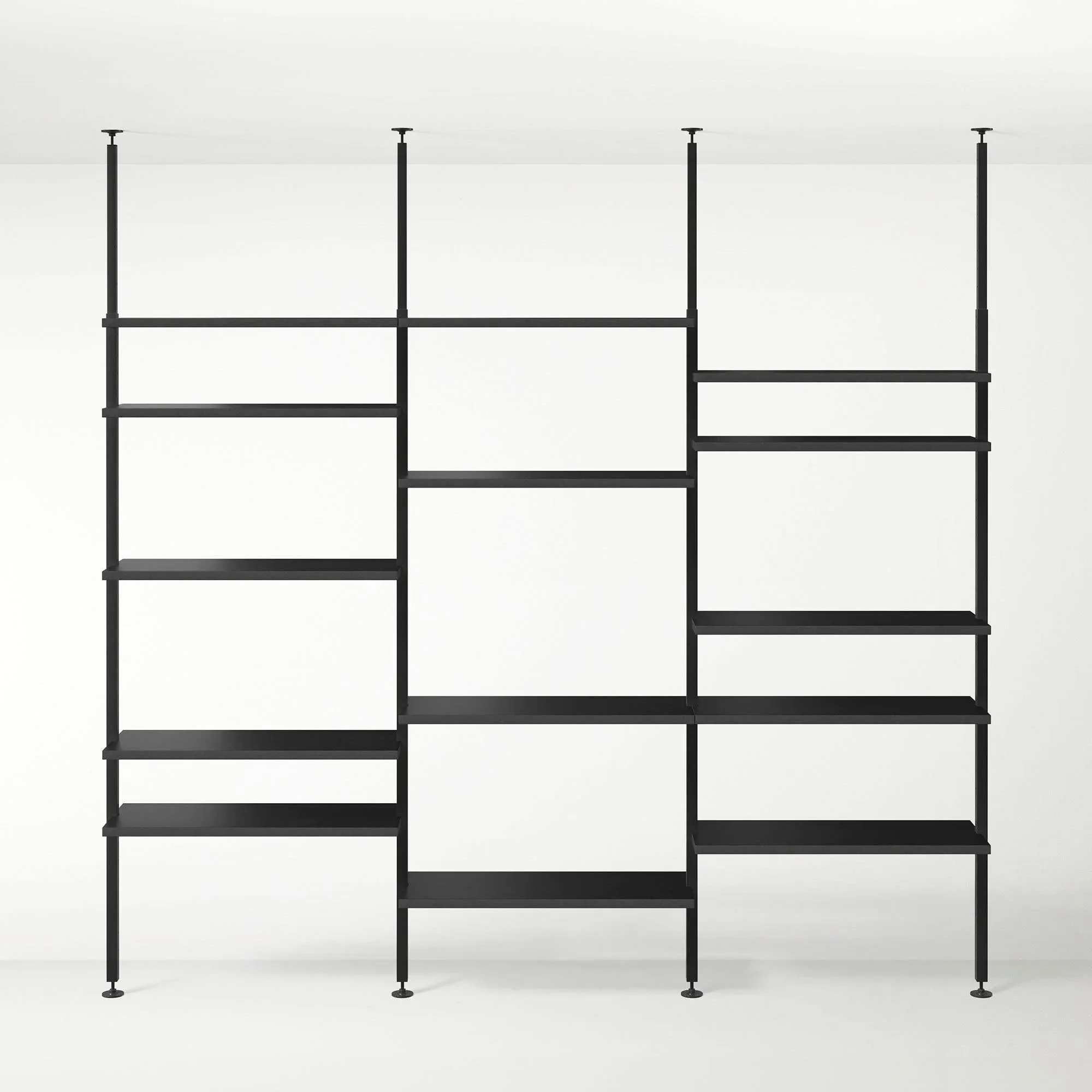 Teleskopregal mit Regalbrettern - MDF schwarz