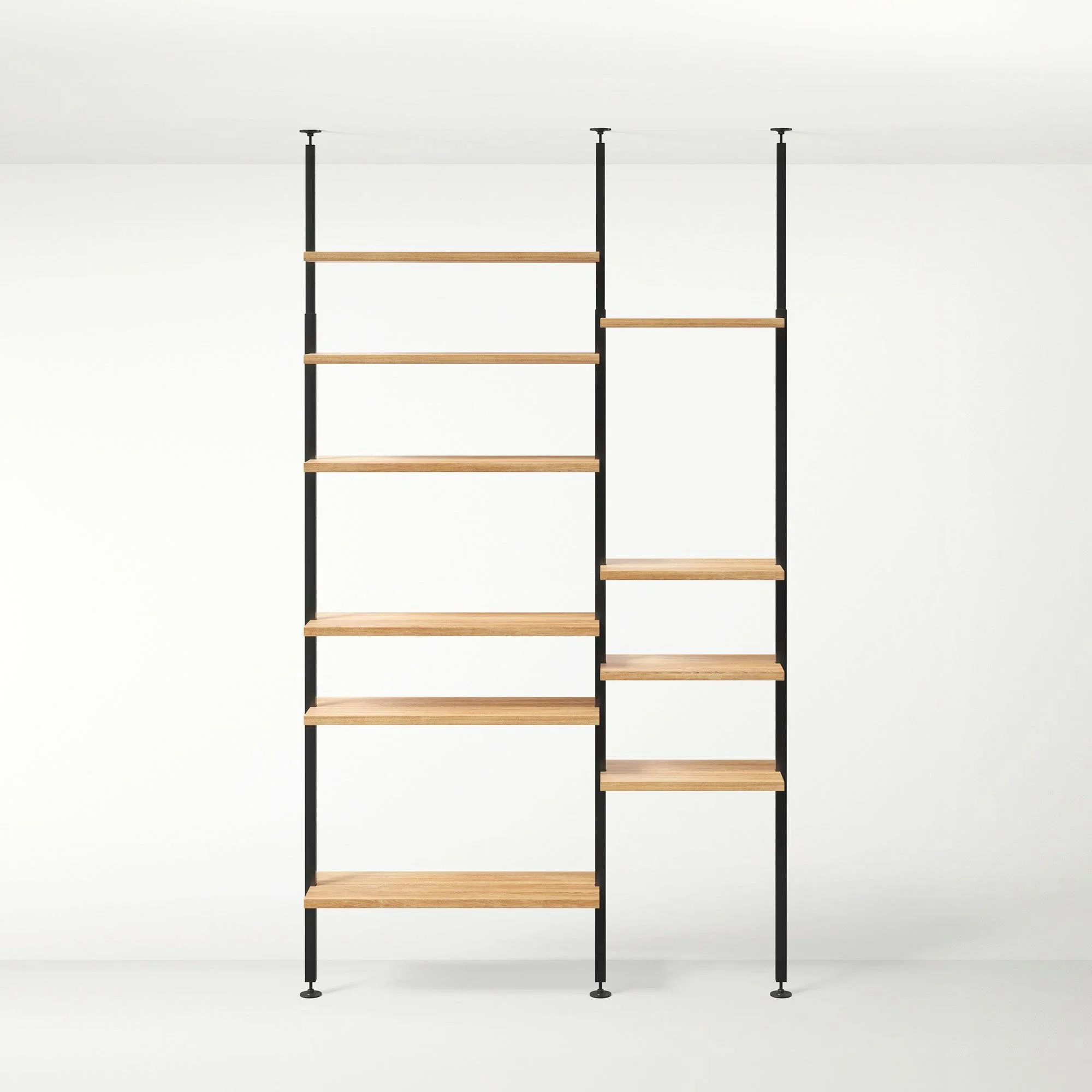 Teleskopregal mit Regalbrettern - Eiche massiv