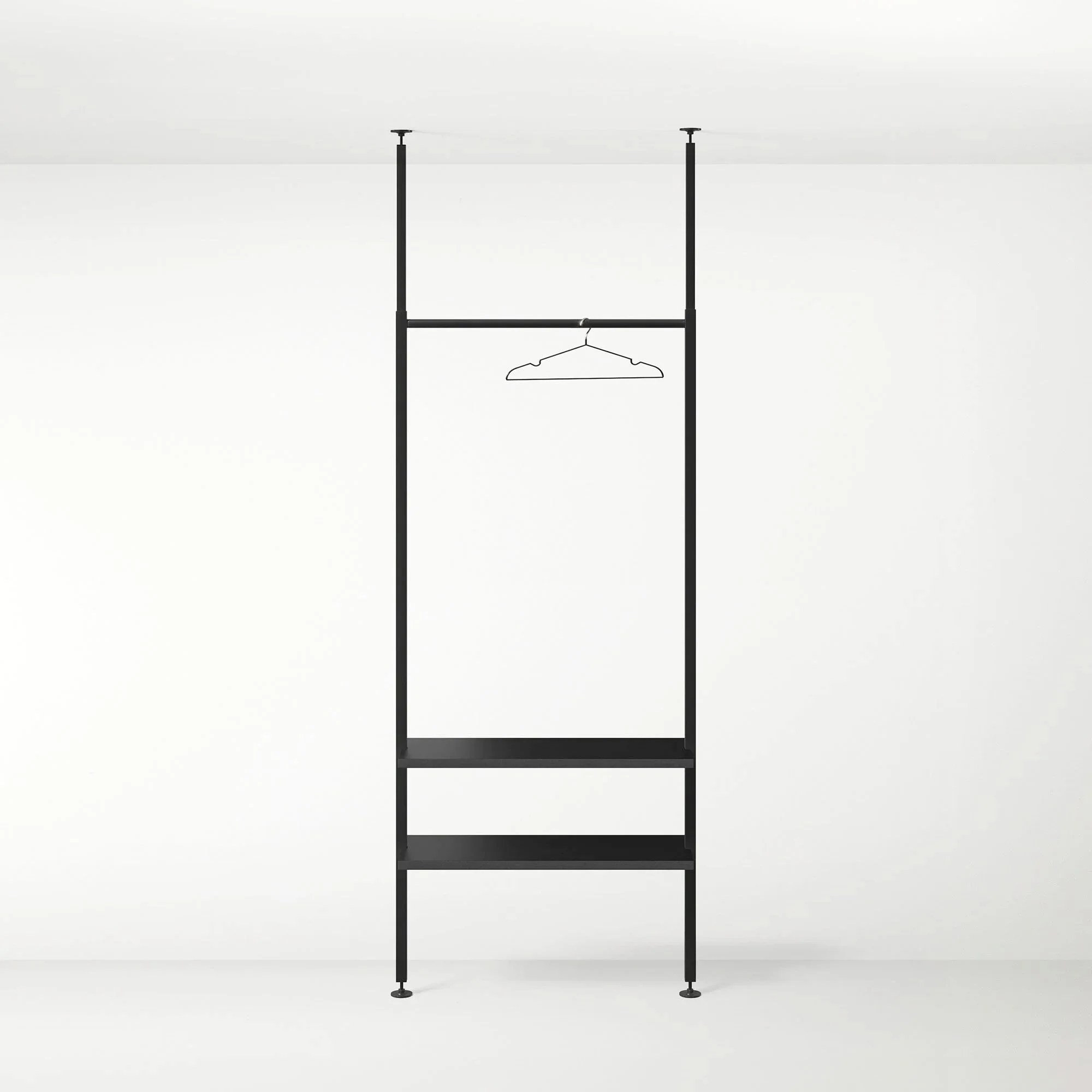 Teleskopregal mit Kleiderstange - MDF schwarz