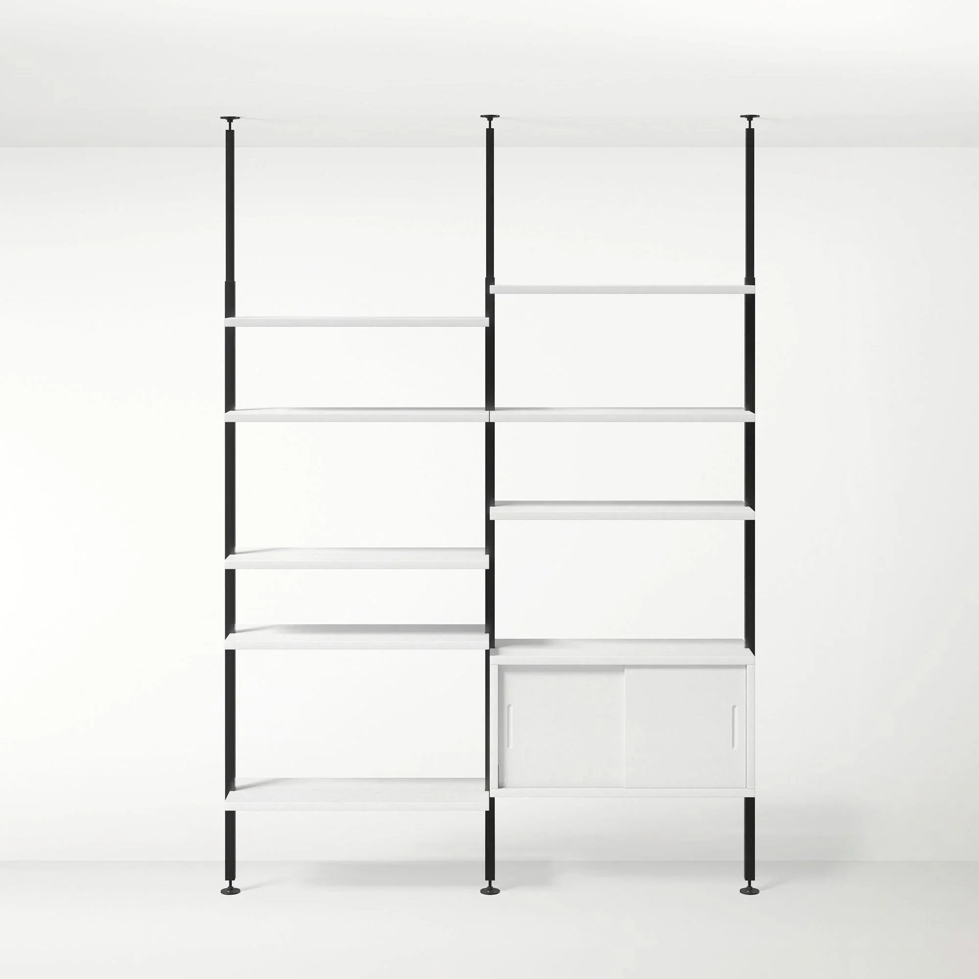 Teleskopregal mit Korpus - MDF weiss