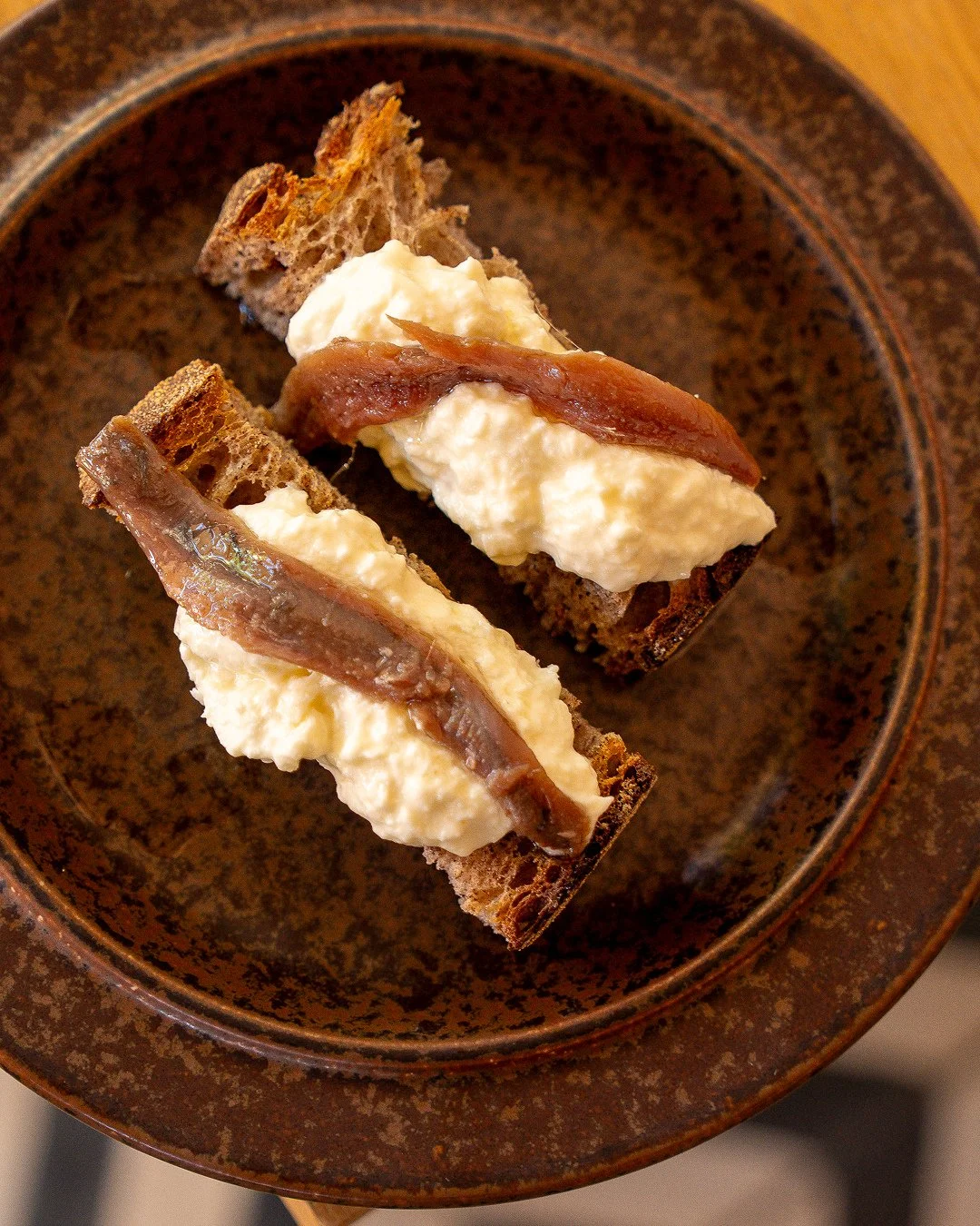 Stracciatella Crostini with Lolin Anchovy
