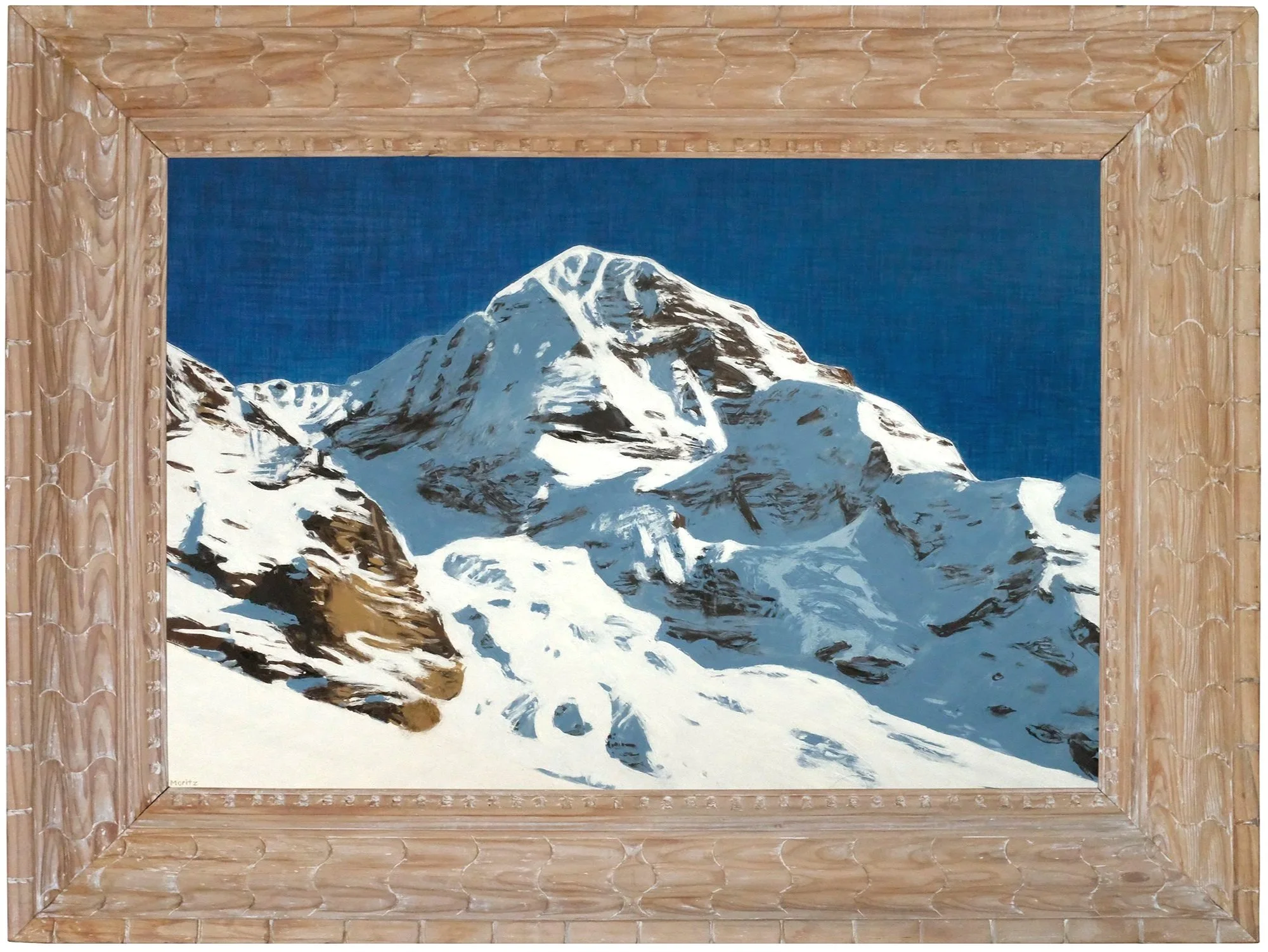 A beautiful modern painting of the Swiss mountain 'Monch' which captures the clear alpine light perfectly.
