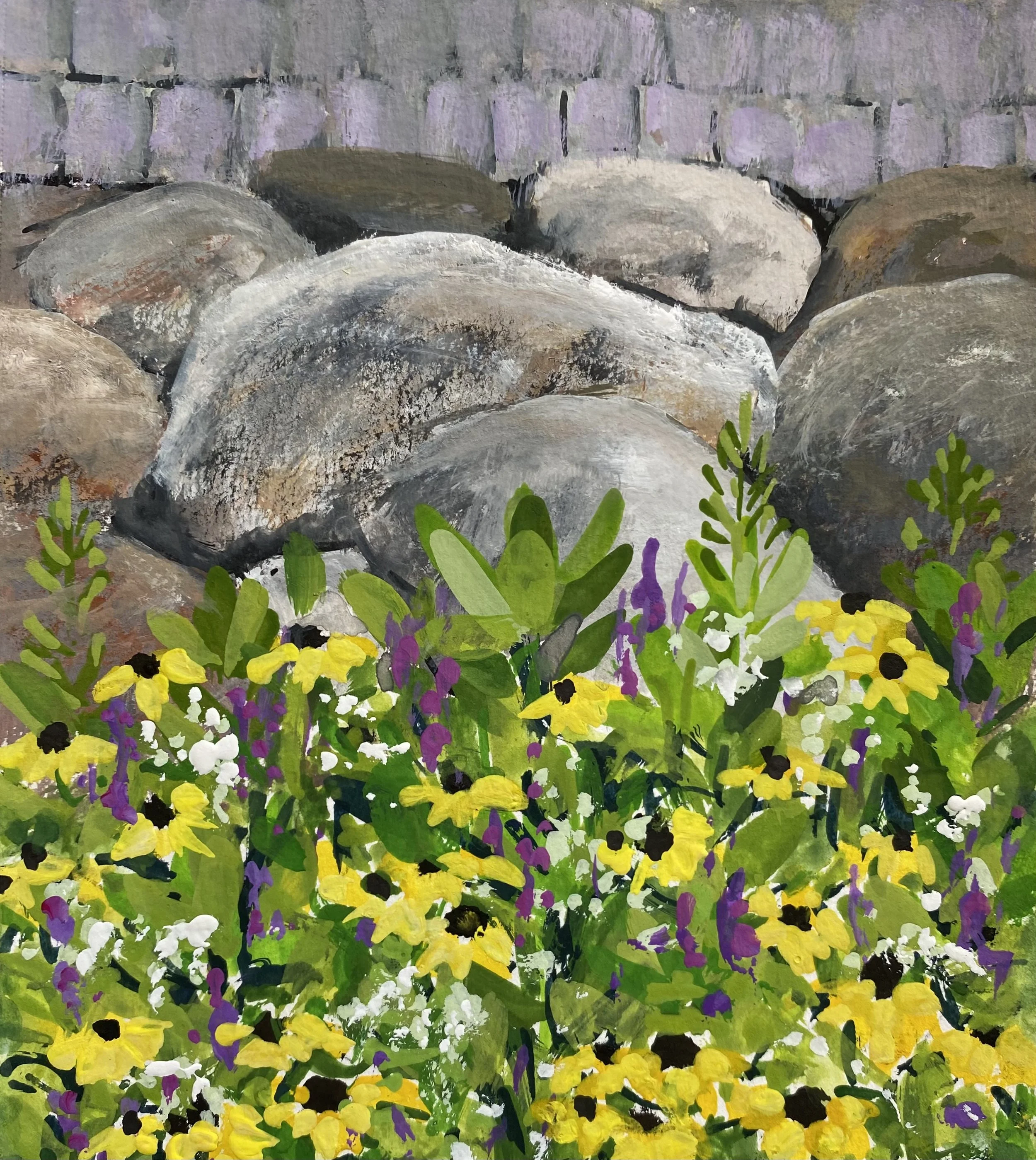 Wildflowers by the Barn, 6.5x5.75