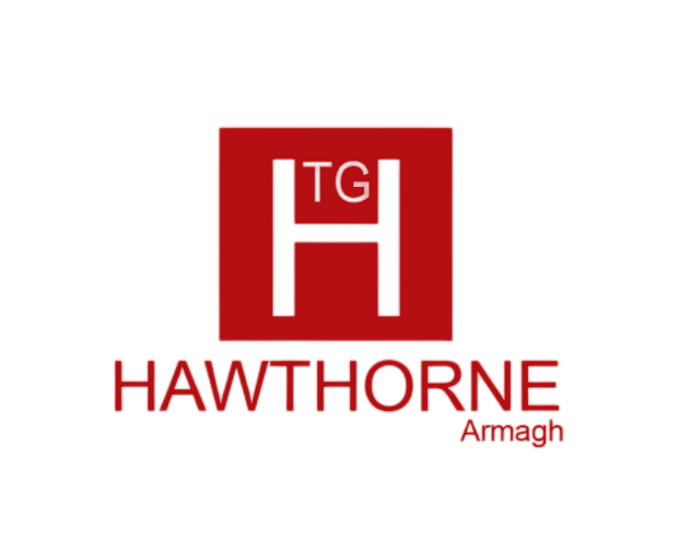 Hawthorne Armagh logo with a large red letter 'H' inside a red square, with 'TG' above the 'H' and 'Hawthorne Armagh' written below in red text.