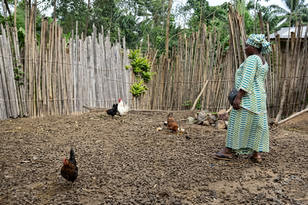 A woman tending to chickens