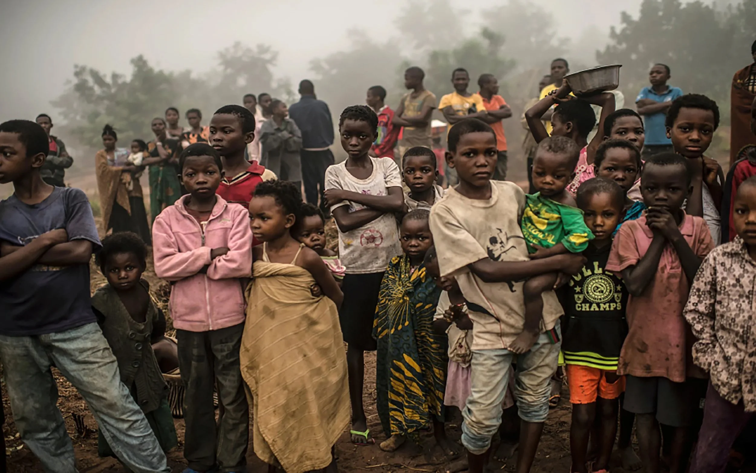 A crowd of young Congolese people