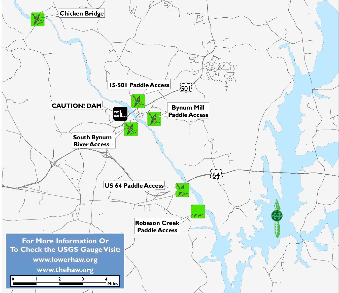 Chatham County paddle access map
