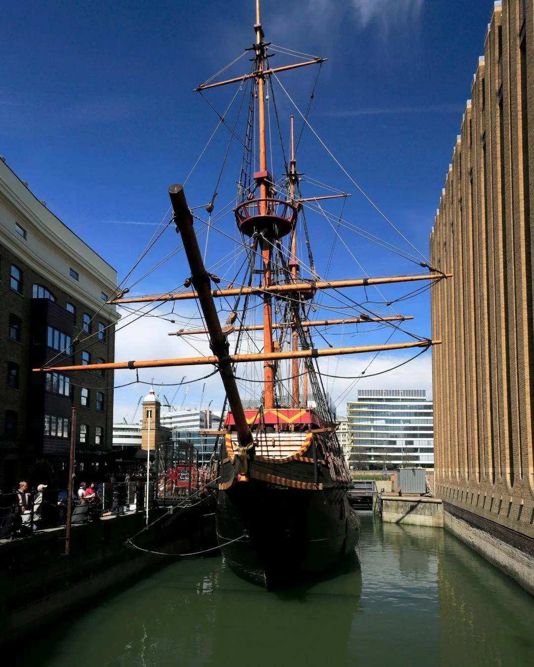 The famous Golden Hind boat docked in the UK