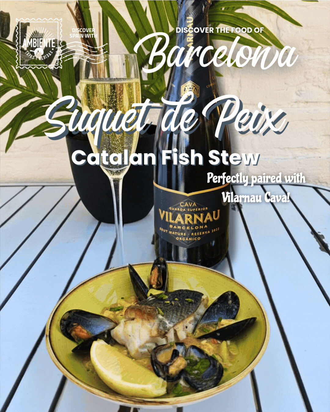 Carousel image of Suquet de Peix fish special and cava special