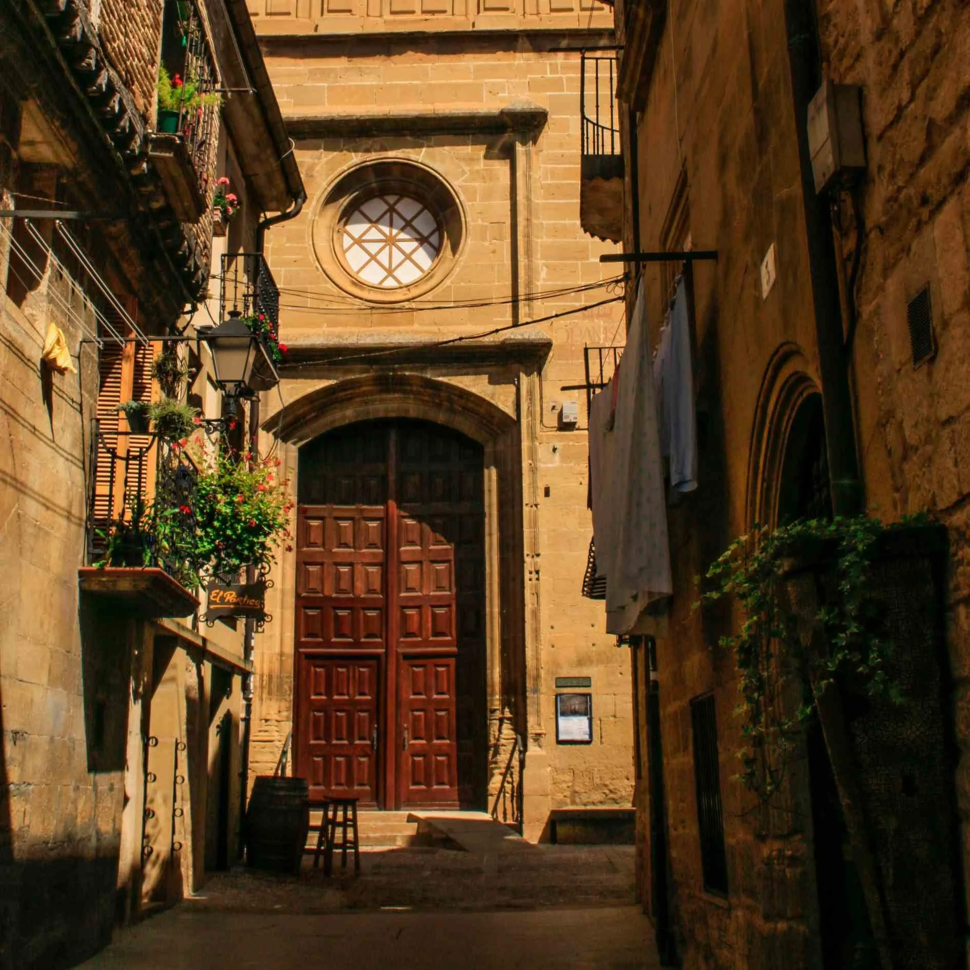 Medieval street in Laguardia, Spain