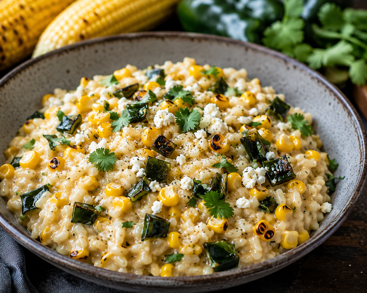 Corn and Roasted Poblano Risotto