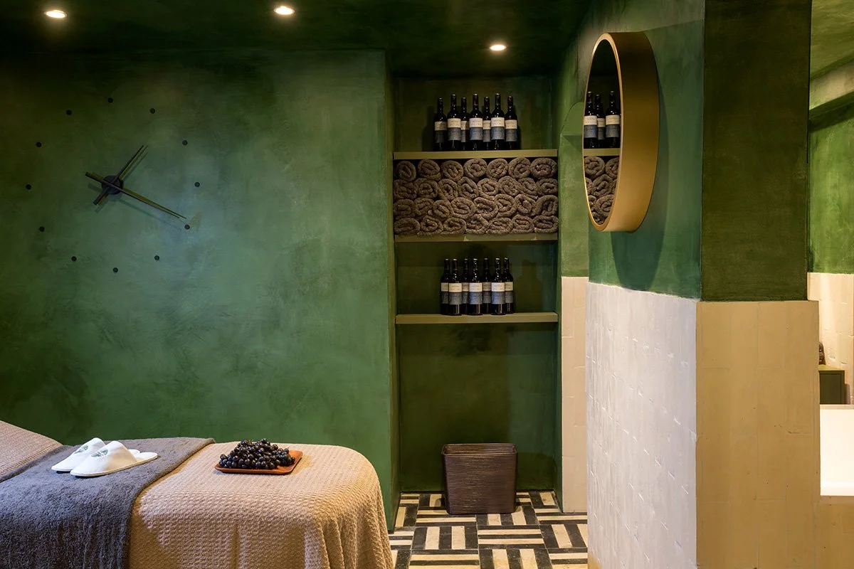 Close-up of a wine bath at Ella Di Rocco, highlighting the unique Roman-inspired wellness experience