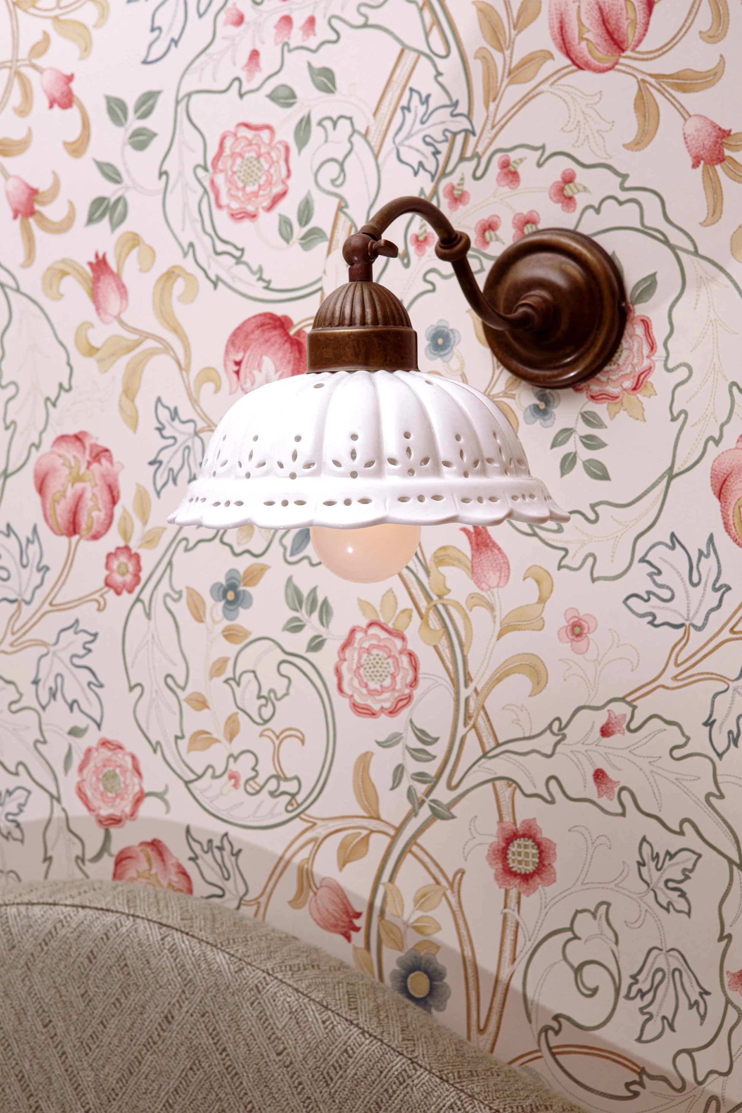 Master bedroom detail with antique reading lights by Il Fanale