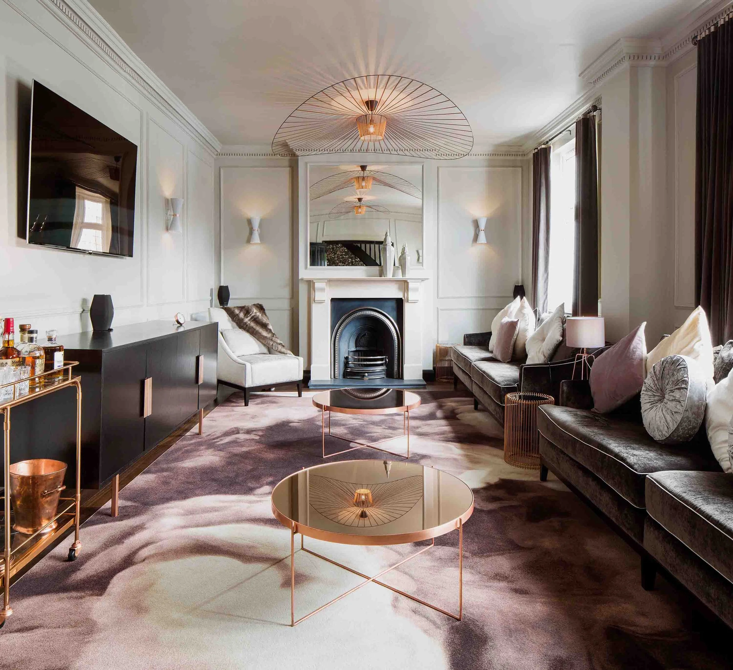 Luxurious living space with bold design elements, embodying the clients' unique style and preferences