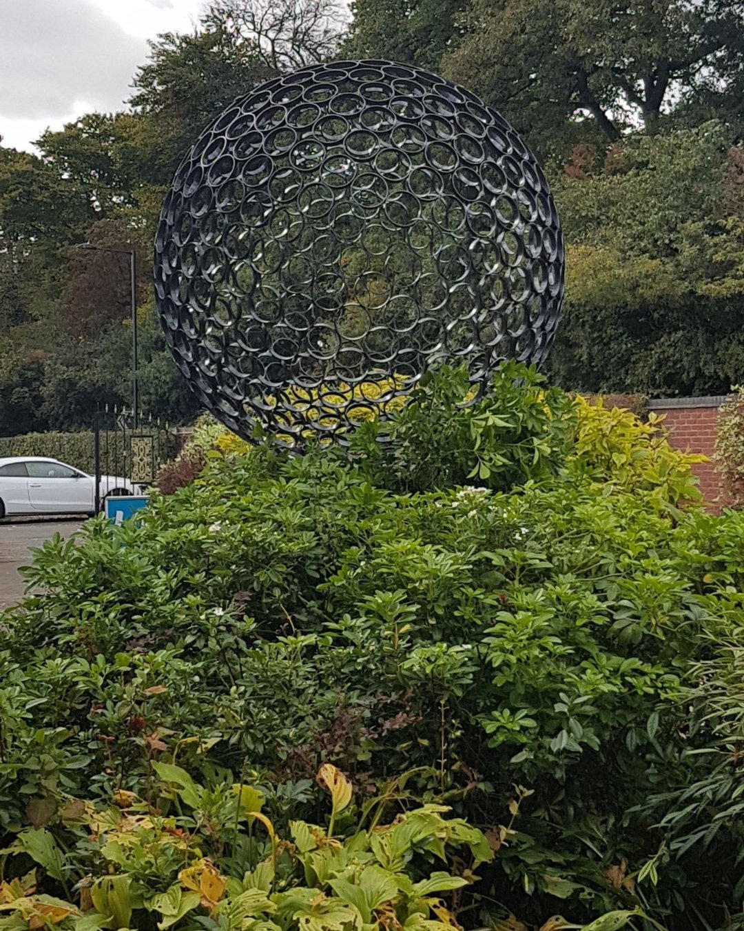 Steel Spheres: A Fusion of Form and Function. Crafted from meticulously cut steel pipes and welded with precision, this spherical sculpture embodies the union of industrial materials with artistic vision. Ranging from 1.0 to 1.8 meters in diameter, i