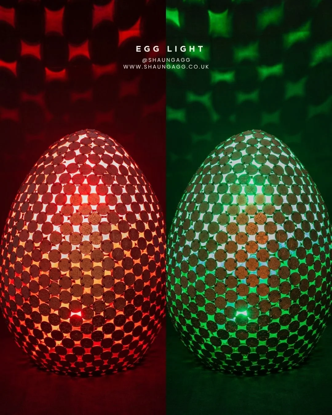 Taking something as ordinary as a 2p coin and turning it into light, colour, and form, that&rsquo;s where the fun begins 🎉

The Egg Light glows in shades of pink, red, and green, giving new life to familiar materials 💡

#artist #welder #welding #ar