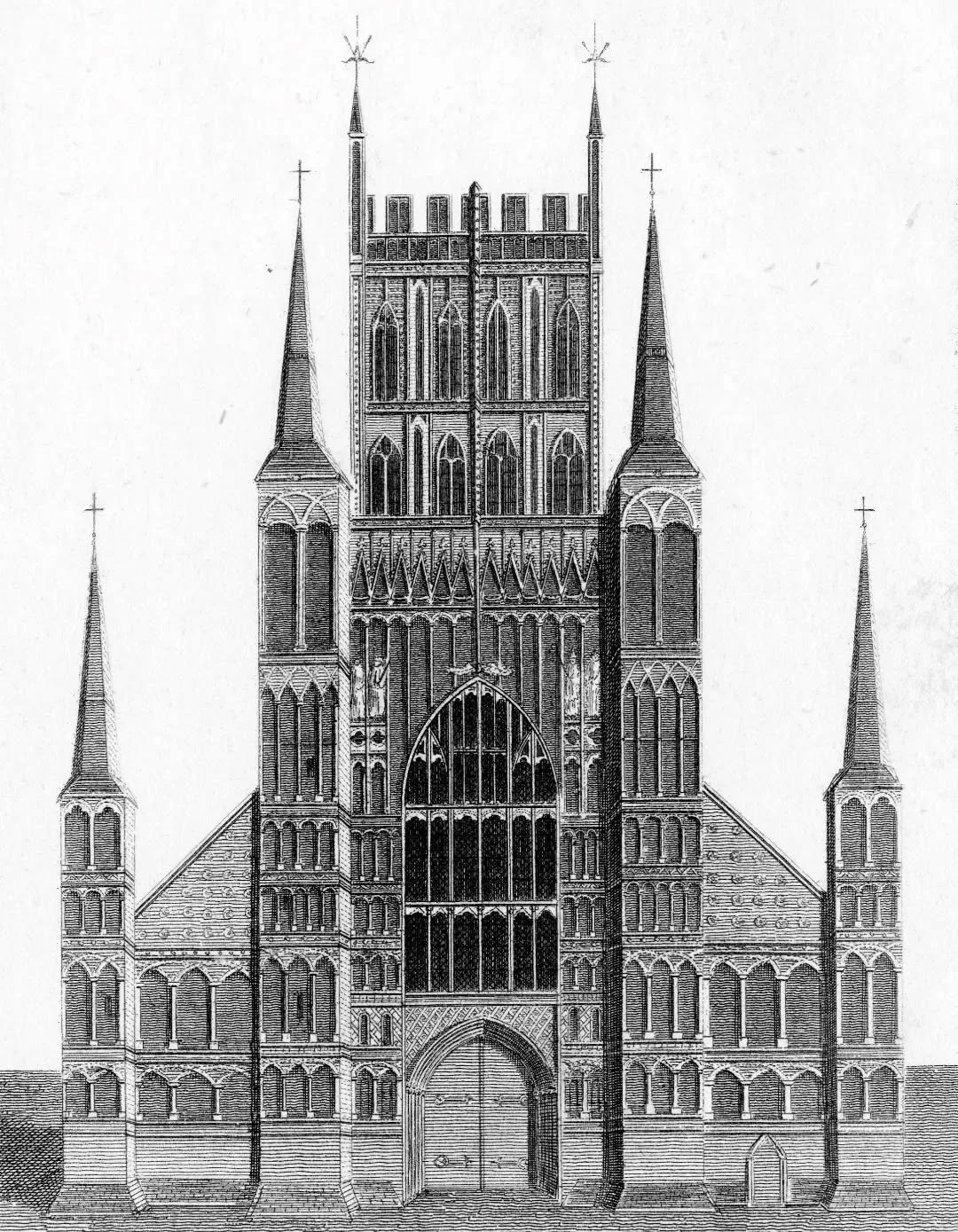 The Three West Fronts of Hereford Cathedral: Part 1
Did you know that Hereford Cathedral has had not one, not two, but three west fronts over its lifetime?
The first iteration, shown here in its final form, was probably the most elaborate the build