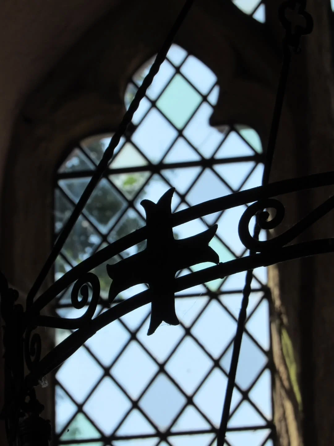 Decorating the chandeliers in Garway Church are Templar crosses, as it was once the site of one of Knights Templar's churches.

The land was given to them by King Henry II, and they erected a church with a circular nave here in around 1180. The Knigh