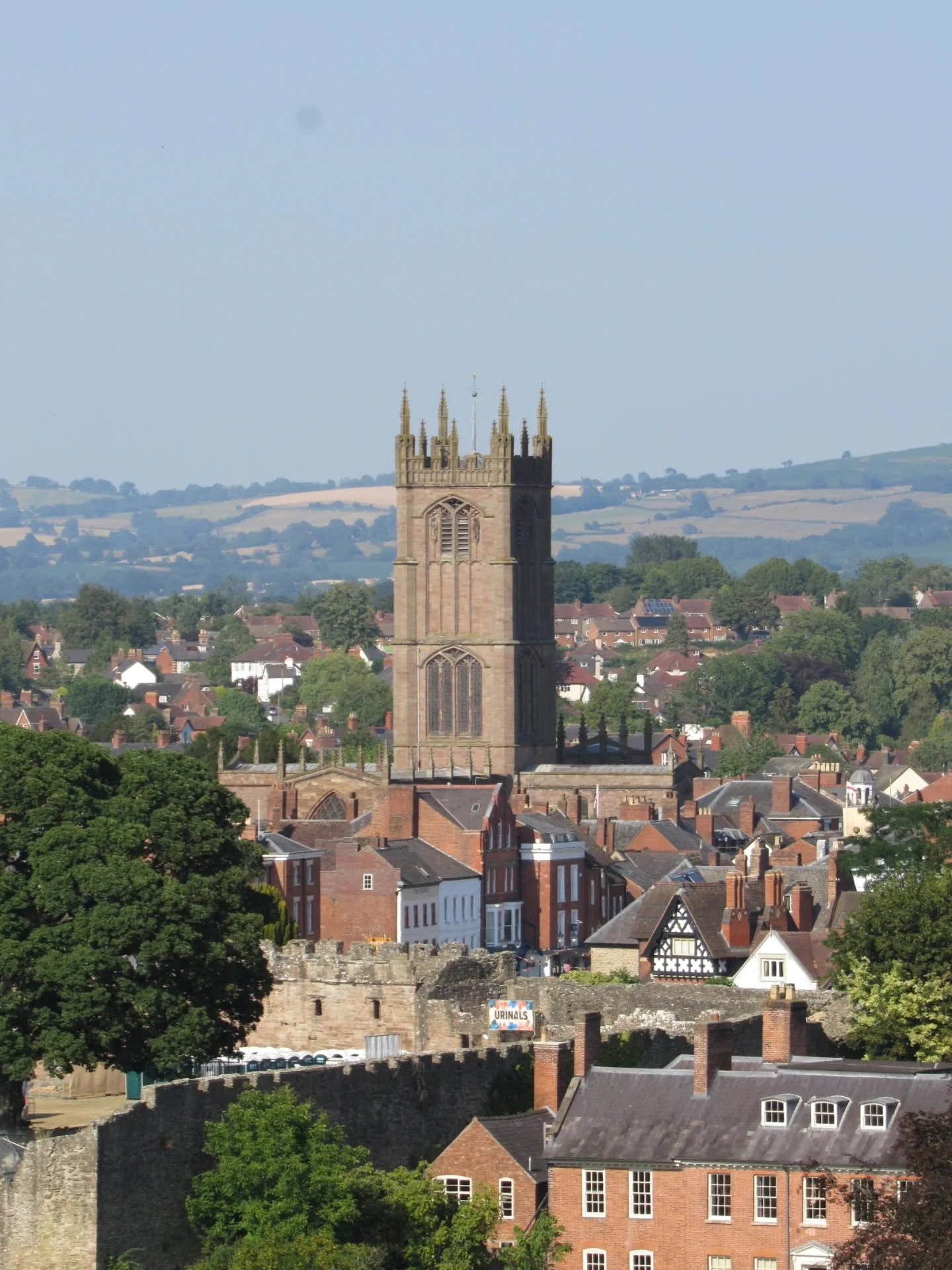 On Wednesday, I had the pleasure of climbing the tower of St Laurence's Church, Ludlow. 

It was the perfect weather to get some good views from a vantage point 135 feet above ground, and thankfully, the thick stone walls kept us cool as we climbed t