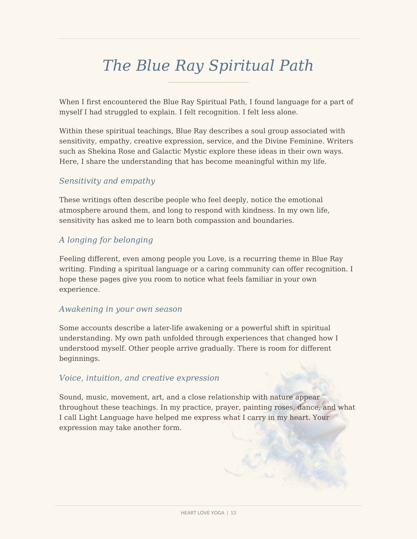 The Blue Ray Spiritual Path reflection page from The Blue Within journal