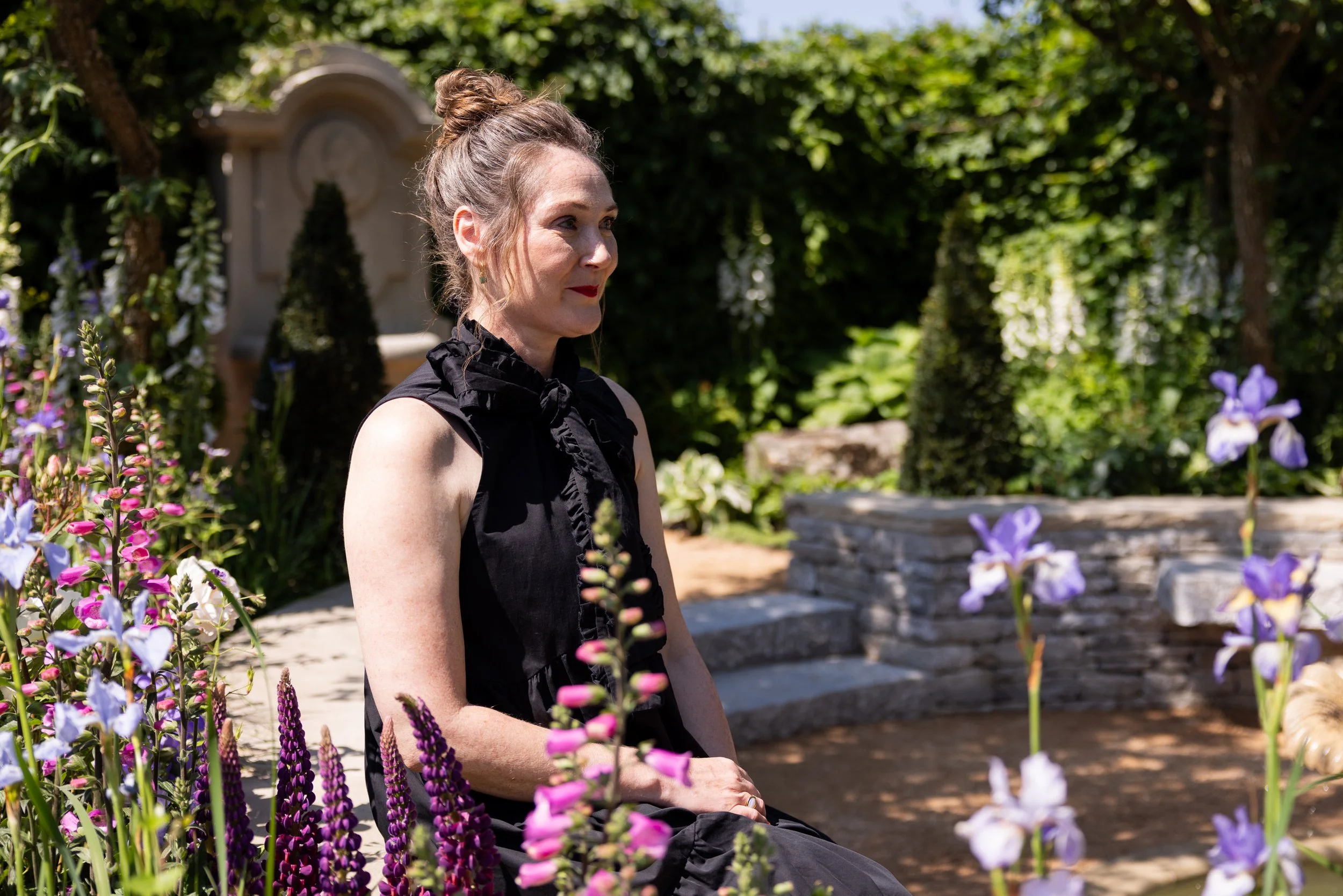 Bridgerton actress Ruth Gemmel in the Bridgerton Garden.