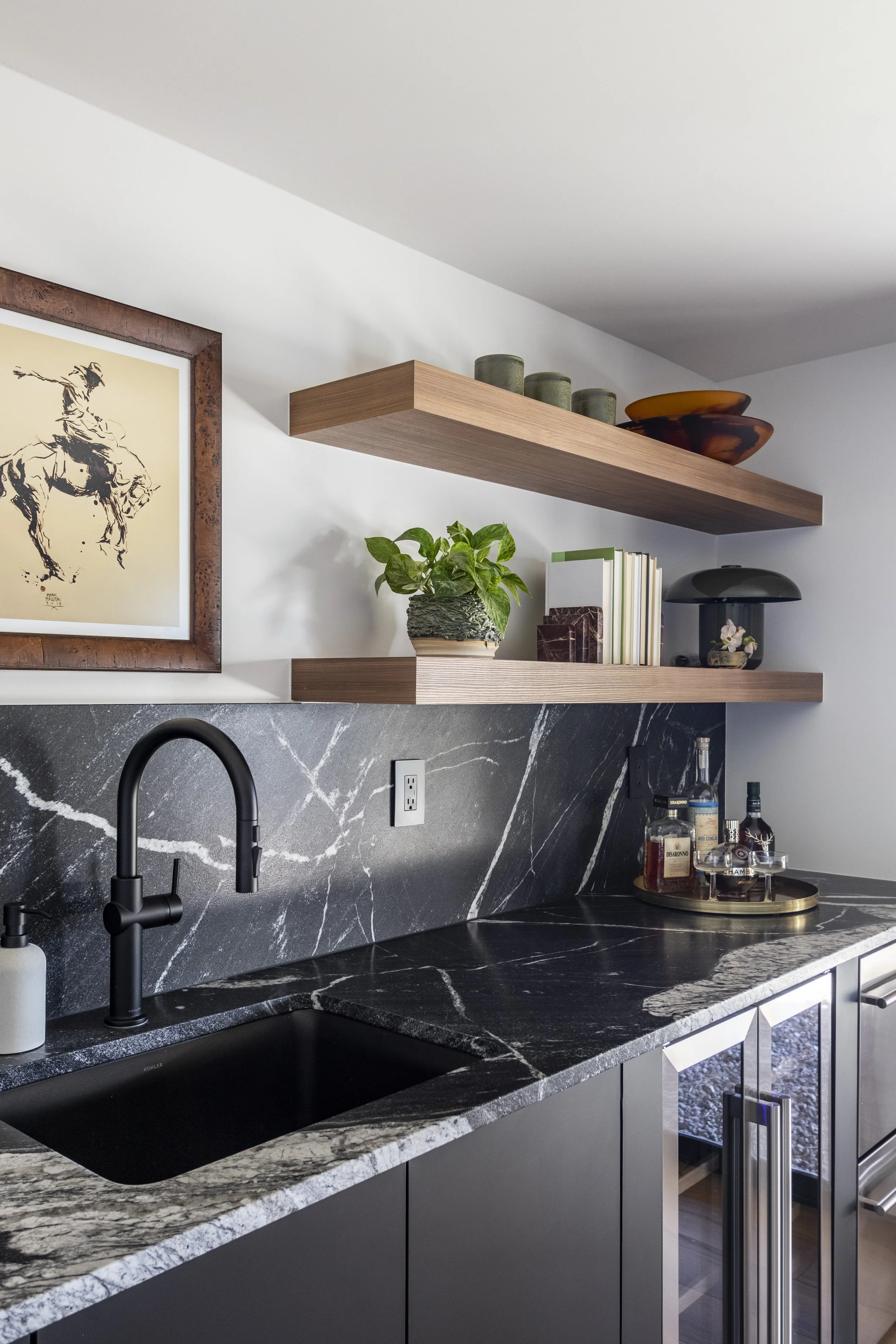 Dark Stone basement bar