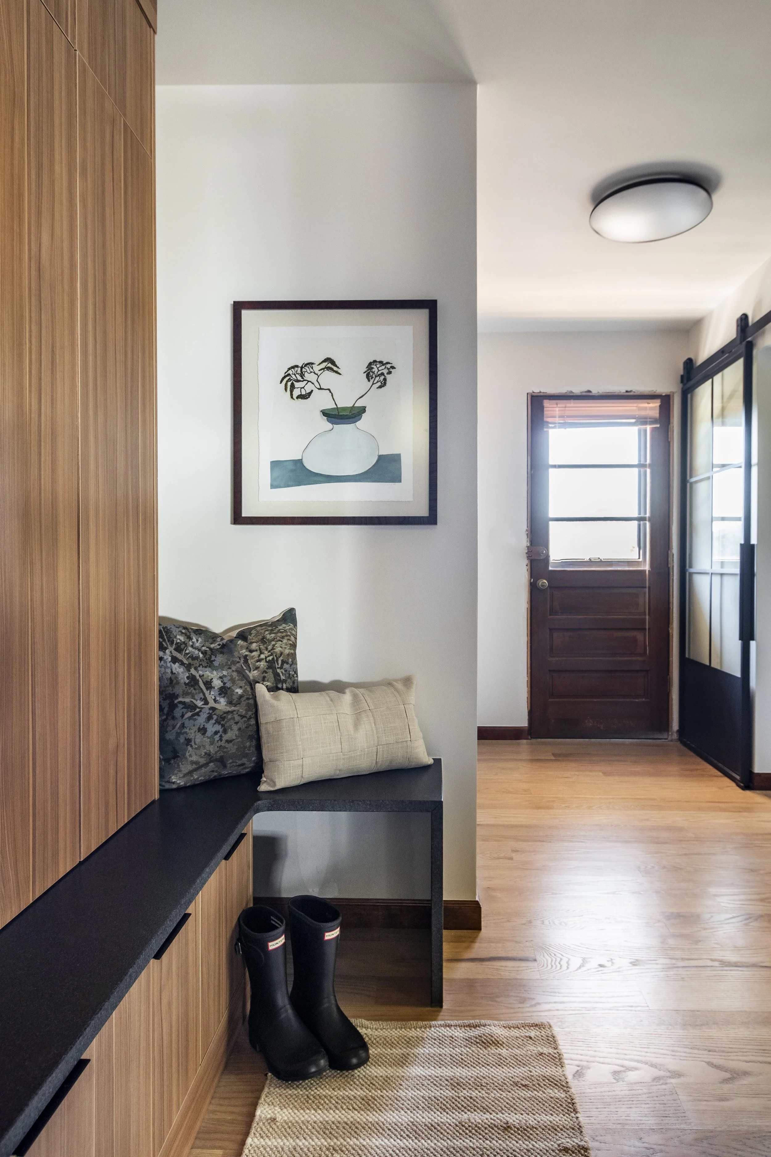 modern mudroom with storage