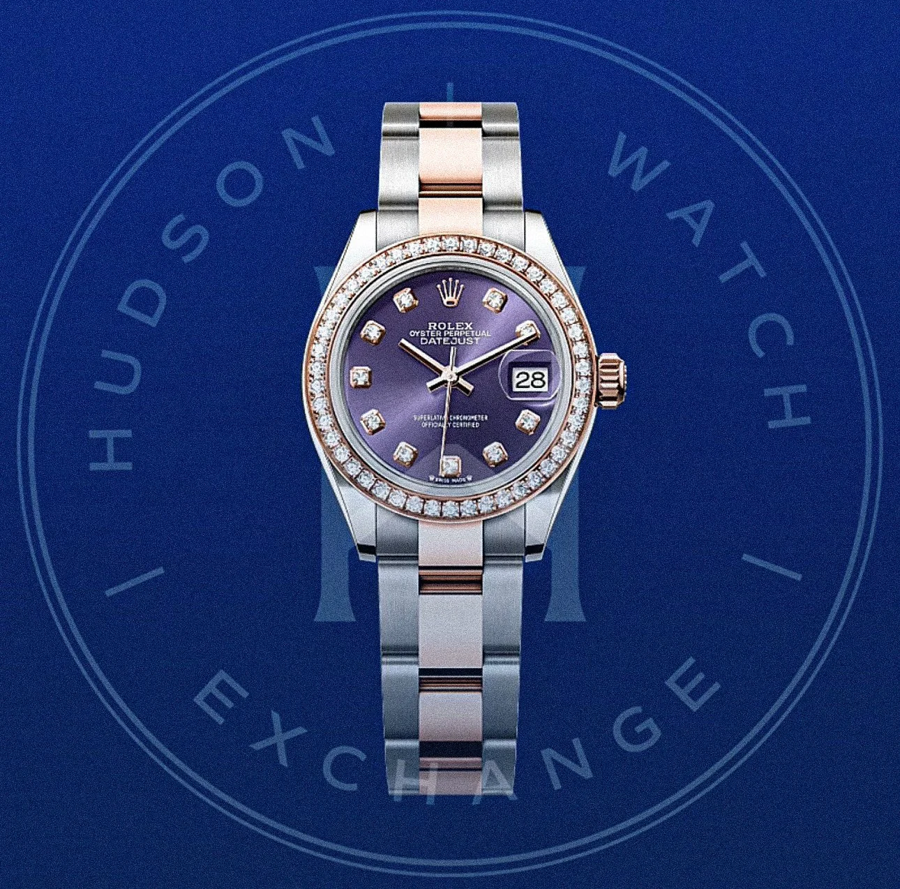 Lady-Datejust  Oyster, 28 mm, Oystersteel, Everose gold and diamonds Reference 279381RBR