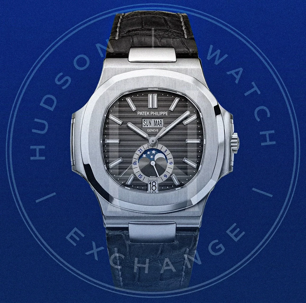 5726A-001 ANNUAL CALENDAR. MOON PHASES. Steel