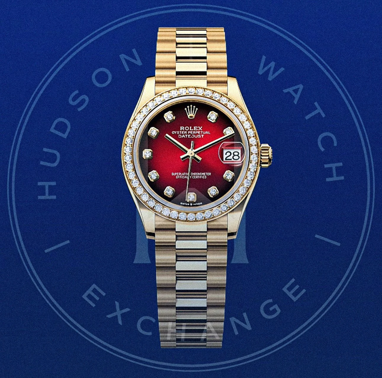 Datejust 31  Oyster, 31 mm, yellow gold and diamonds Reference 278288RBRvv