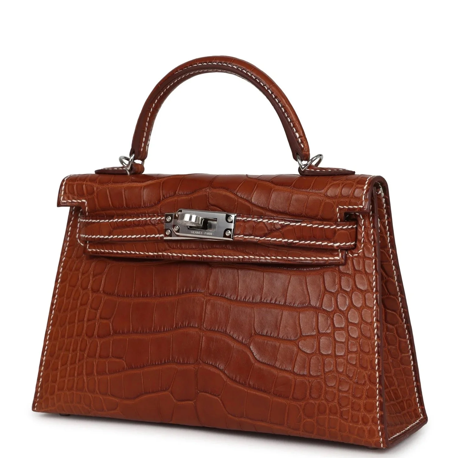 Hermès Kelly Sellier 20 Fauve Matte Alligator Barenia Palladium