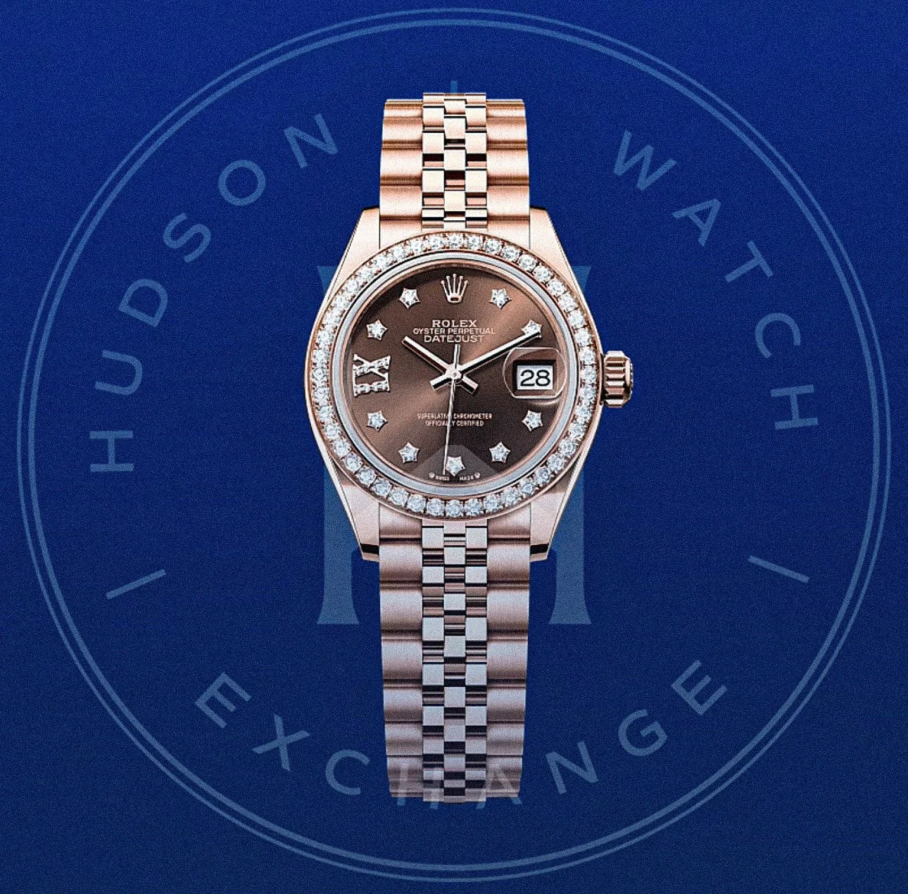 Lady-Datejust  Oyster, 28 mm, Everose gold and diamonds Reference 279135RBR