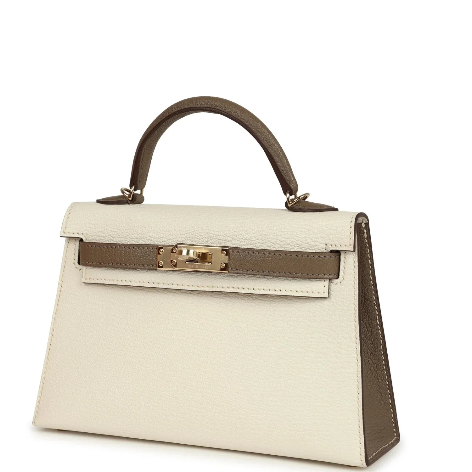 Hermès Kelly Sellier 20 Nata and Etoupe Chevre Mysore Permabrass