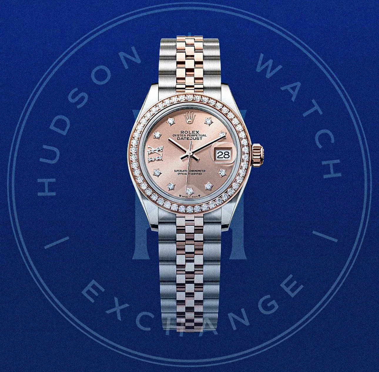 Lady-Datejust  Oyster, 28 mm, Oystersteel, Everose gold and diamonds Reference 279381RBR