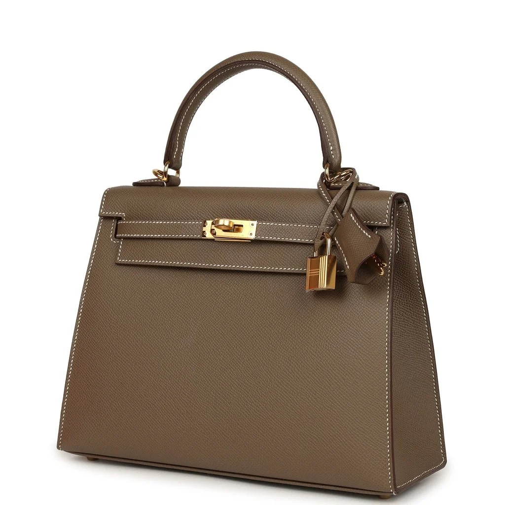 Hermès Kelly Sellier 25 Etoupe Epsom Gold